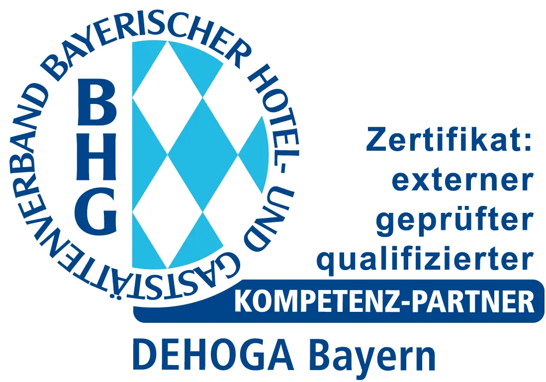 Siegel der DEHOGA Bayern, welches Handwerk und Hygiene als qualifizierten und geprüften Kompetenzpartner kennzeichnet.